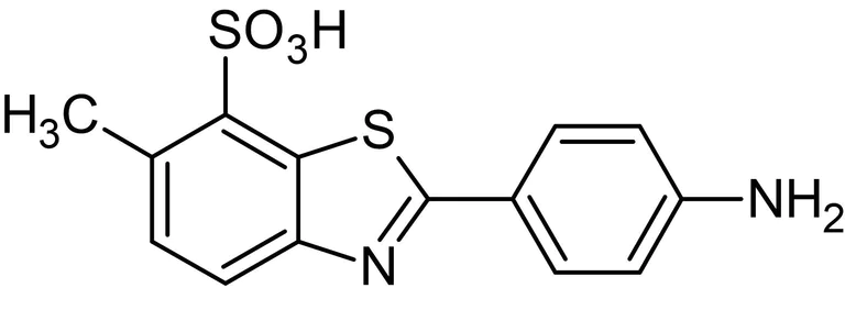 Chemical Structure - 2-(4-Aminophenyl)-6-methylbenzothiazole-7-sulphonic acid, Fluorescent labeling reagent (AB145512)