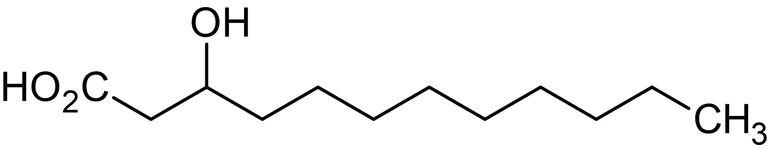 Chemical Structure - 3-Hydroxydodecanoic acid, 3-Hydroxy C12:0 derivative of lauric acid (AB144030)