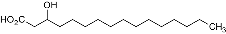 Chemical Structure - 3-Hydroxyhexadecanoic acid, 3-Hydroxy C16:0 derivative of palmitic acid (AB144036)
