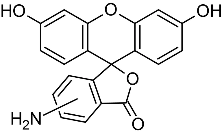 Chemical Structure - 5(6)-Aminofluorescein (mixture of isomers), Fluorescein derivative (AB145343)