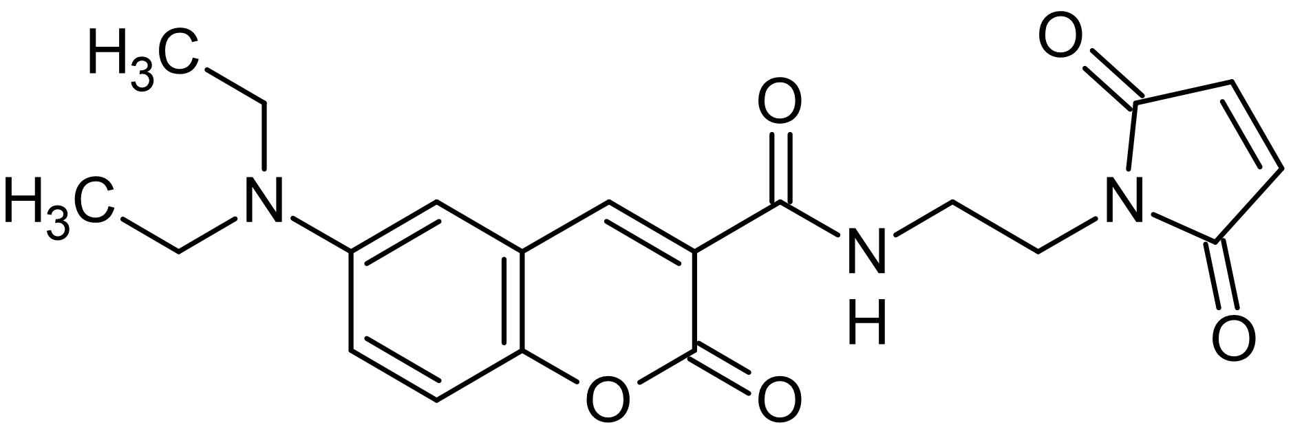 Chemical Structure - 7-Diethylamino-3-[N-(4-maleimidoethyl)carbamoyl]coumarin, Thiol-reactive fluorescent probe (AB145370)