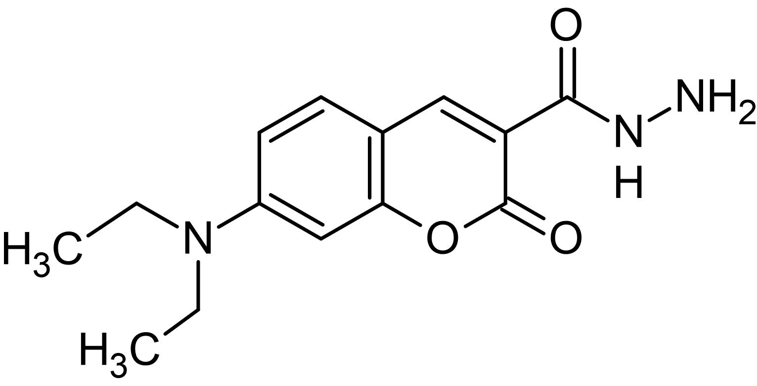 Chemical Structure - 7-(Diethylamino)coumarin-3-carbohydrazide, derivatizing agent for carboxylic acid detection (AB145377)