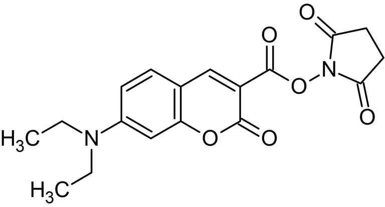 Chemical Structure - 7-Diethylaminocoumarin-3-carboxylic acid N-succinimidyl ester, Fluorescent labeling reagent (AB145264)