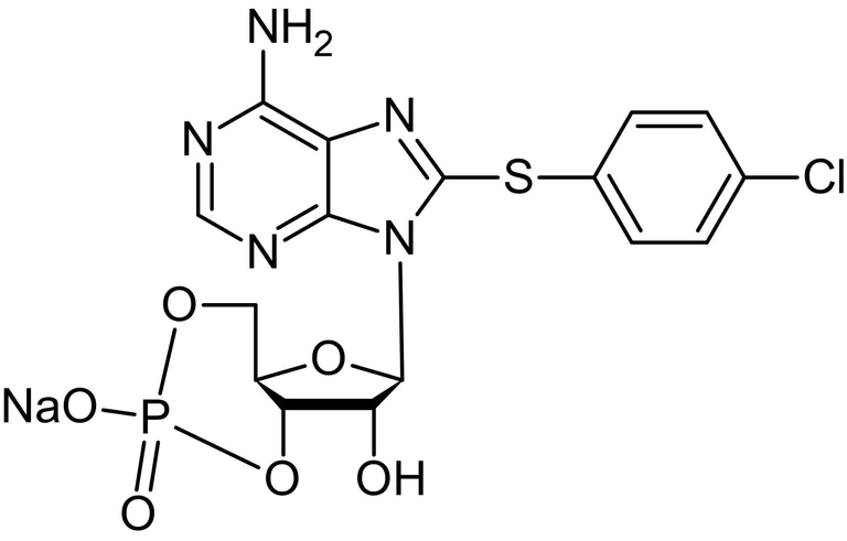 Chemical Structure - 8-(4-Chlorophenylthio)adenosine 3',5'-cyclic monophosphate (8-CPT-cAMP), Cell permeable cAMP analog. (AB120424)