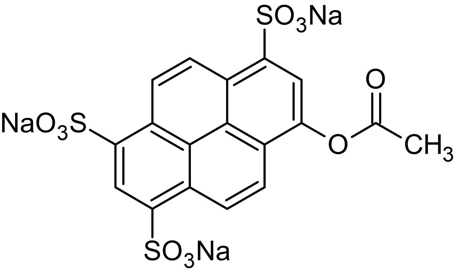 Chemical Structure - 8-Acetoxypyrene-1,3,6-trisulfonic acid trisodium salt, Fluorogenic esterase substrate (AB145400)