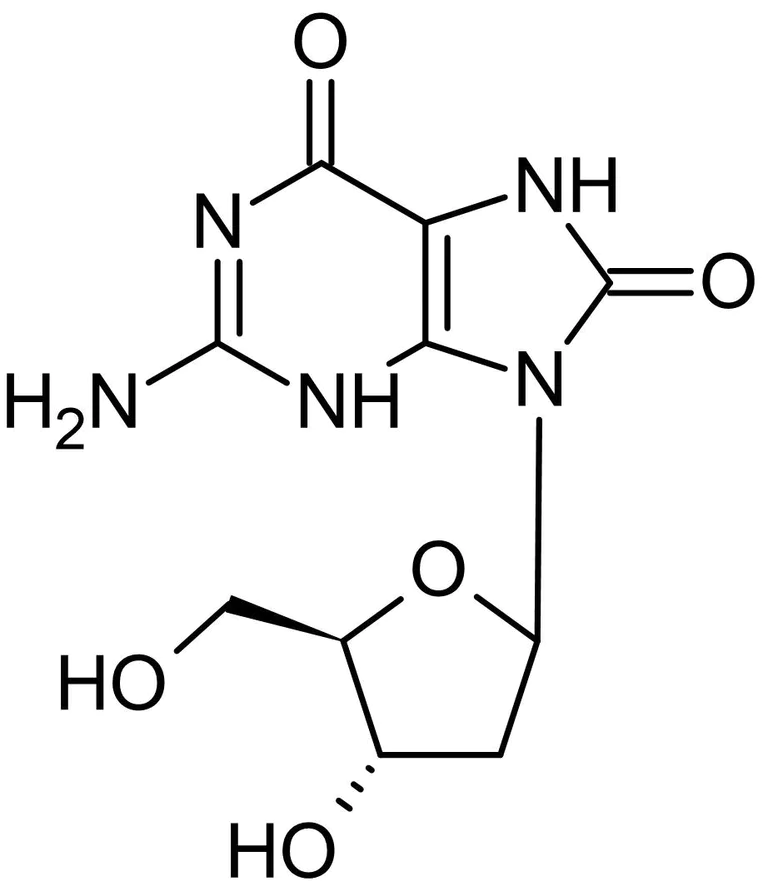 Chemical Structure - 8-Hydroxy-2'-deoxyguanosine, Oxidative stress biomarker (AB145595)