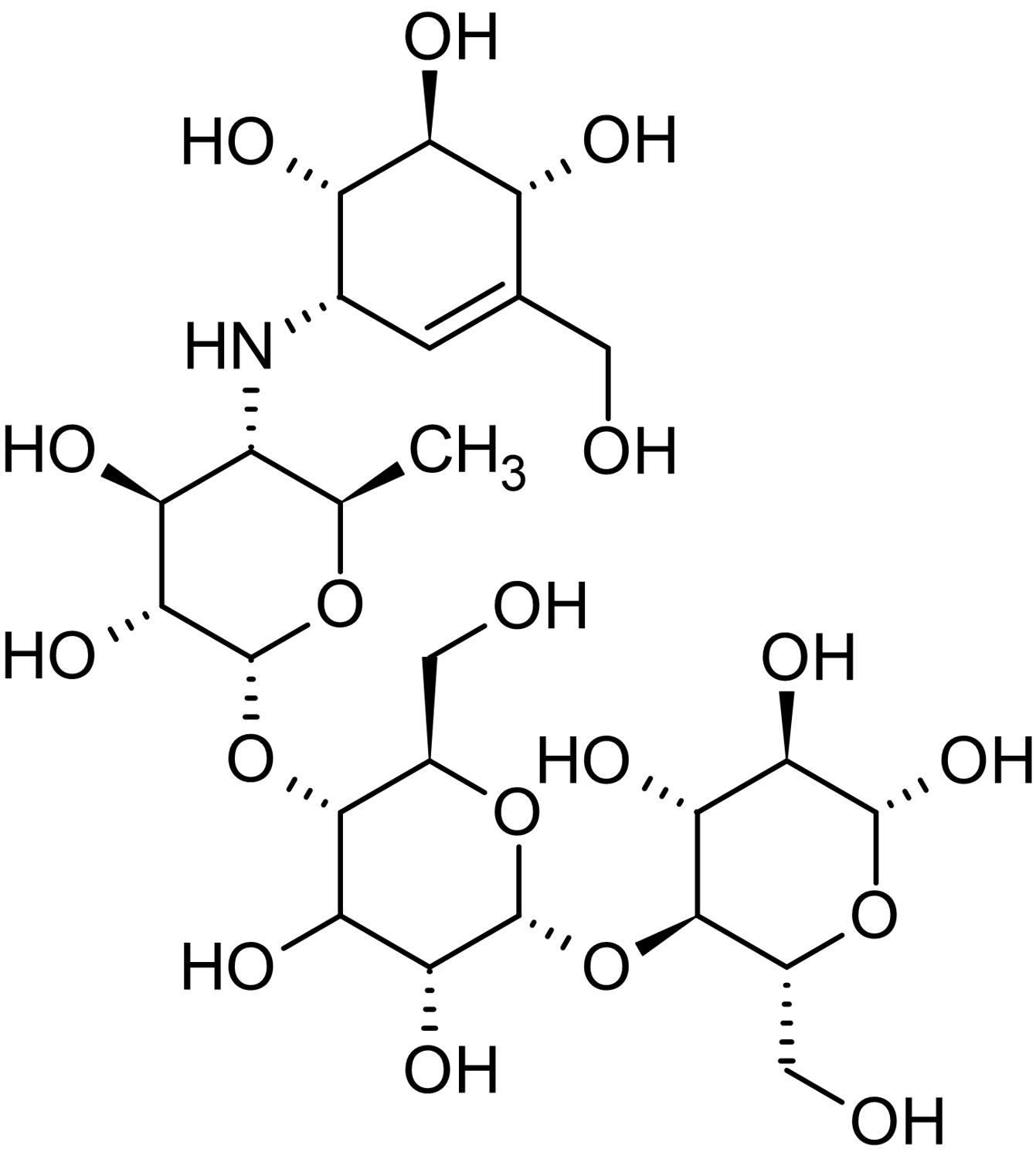 Chemical Structure - Acarbose, alpha-glucosidase inhibitor (AB141891), expandable thumbnail