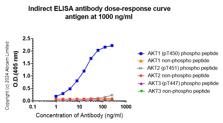 Indirect ELISA - Anti-AKT1 (phospho T450) antibody [EPR4157] (AB108266)