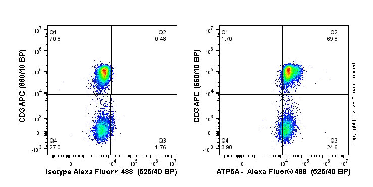 Flow Cytometry (Intracellular) - Alexa Fluor® 488 Anti-ATP5A antibody [EPR13030(B)] - Mitochondrial Marker (AB196467)
