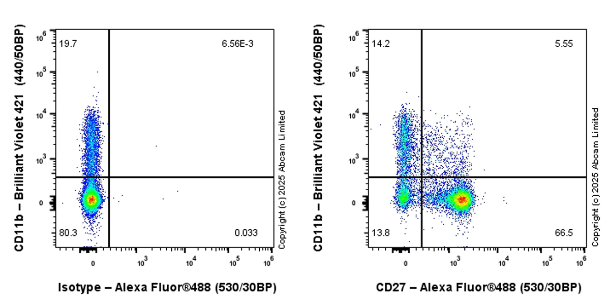 Flow Cytometry - Alexa Fluor® 488 Anti-CD27 antibody [EPR27428-9] (AB324176), expandable thumbnail