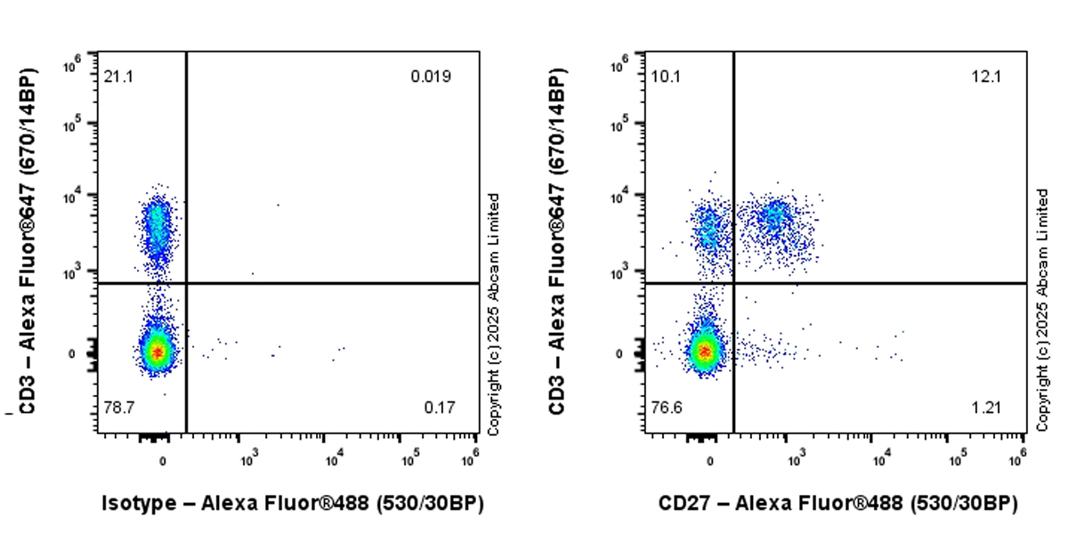 Flow Cytometry - Alexa Fluor® 488 Anti-CD27 antibody [EPR27428-9] (AB324176), expandable thumbnail