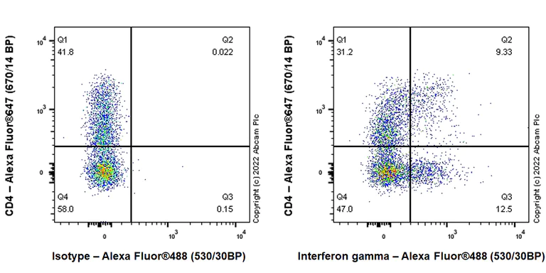 Flow Cytometry (Intracellular) - Alexa Fluor® 488 Anti-Interferon gamma antibody [EPR23991-53] (AB290985)