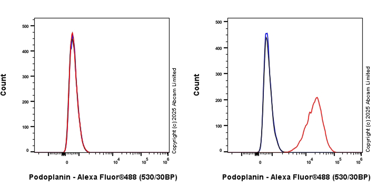 Flow Cytometry - Alexa Fluor® 488 Anti-Podoplanin antibody [EPR27193-535] (AB323896), expandable thumbnail