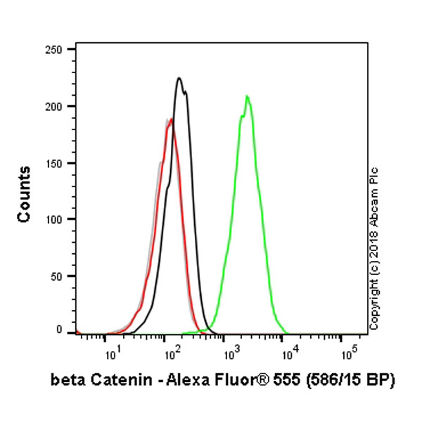 Flow Cytometry (Intracellular) - Alexa Fluor® 555 Anti-beta Catenin antibody [E247] (AB202496), expandable thumbnail