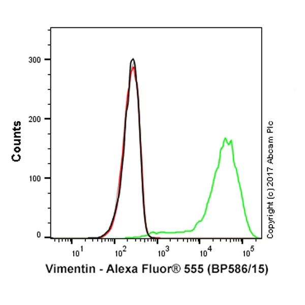 Flow Cytometry (Intracellular) - Alexa Fluor® 555 Anti-Vimentin antibody [EPR3776] - Cytoskeleton Marker (AB203428)