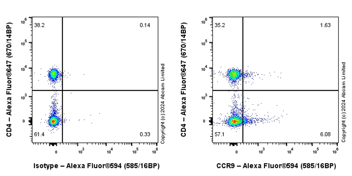 Flow Cytometry - Alexa Fluor® 594 Anti-CCR9 antibody [EPR26524-59] (AB323442), expandable thumbnail