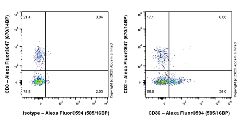 Flow Cytometry - Alexa Fluor® 594 Anti-CD36 antibody [EPR27433-40] (AB323888)