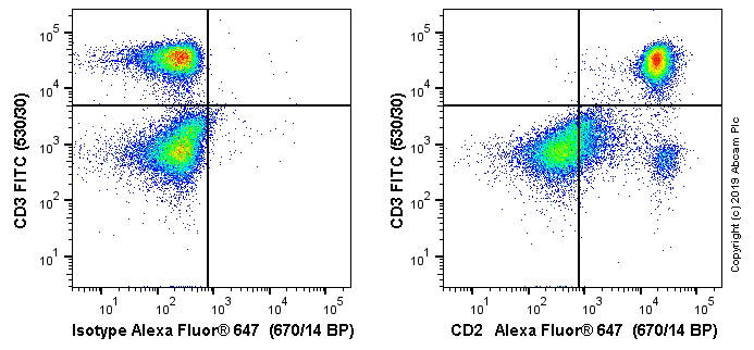 Flow Cytometry - Alexa Fluor® 647 Anti-CD2 antibody [OX34] (AB256295), expandable thumbnail