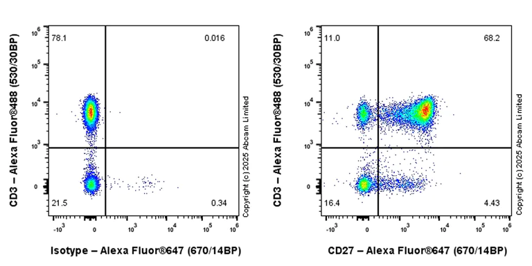 Flow Cytometry - Alexa Fluor® 647 Anti-CD27 antibody [EPR27428-9] (AB324178)