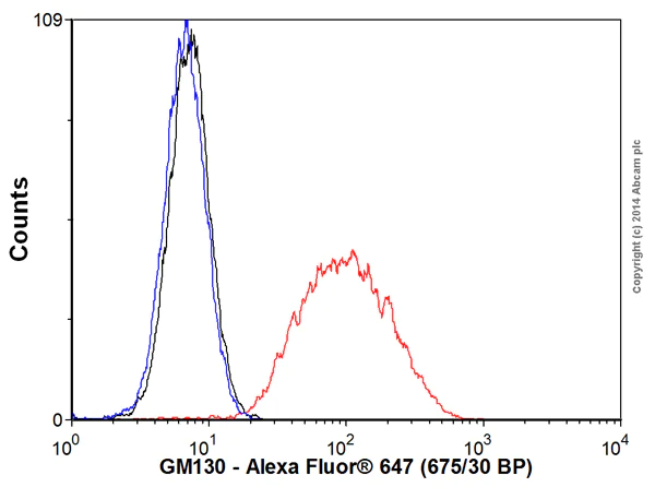 Flow Cytometry (Intracellular) - Alexa Fluor® 647 Anti-GM130 antibody [EP892Y] - cis-Golgi Marker (AB195303)
