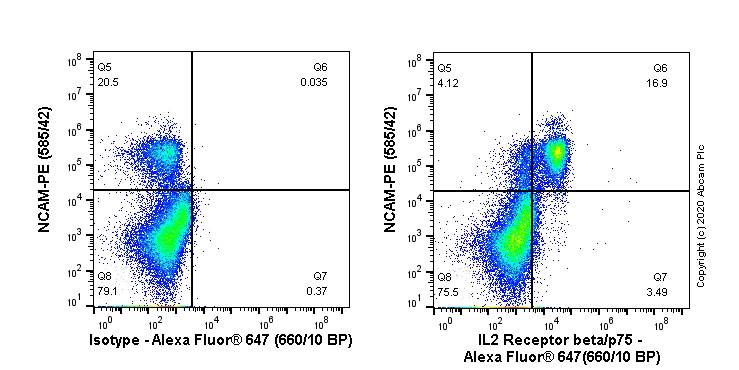 Flow Cytometry - Alexa Fluor® 647 Anti-IL2 Receptor beta/p75 antibody [EPR22892-2] (AB267555), expandable thumbnail