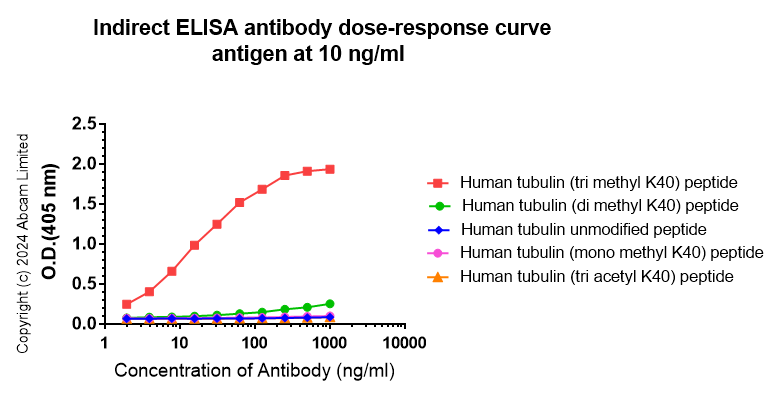Indirect ELISA - Anti-alpha Tubulin (tri methyl K40) antibody [18-6] (AB208330), expandable thumbnail