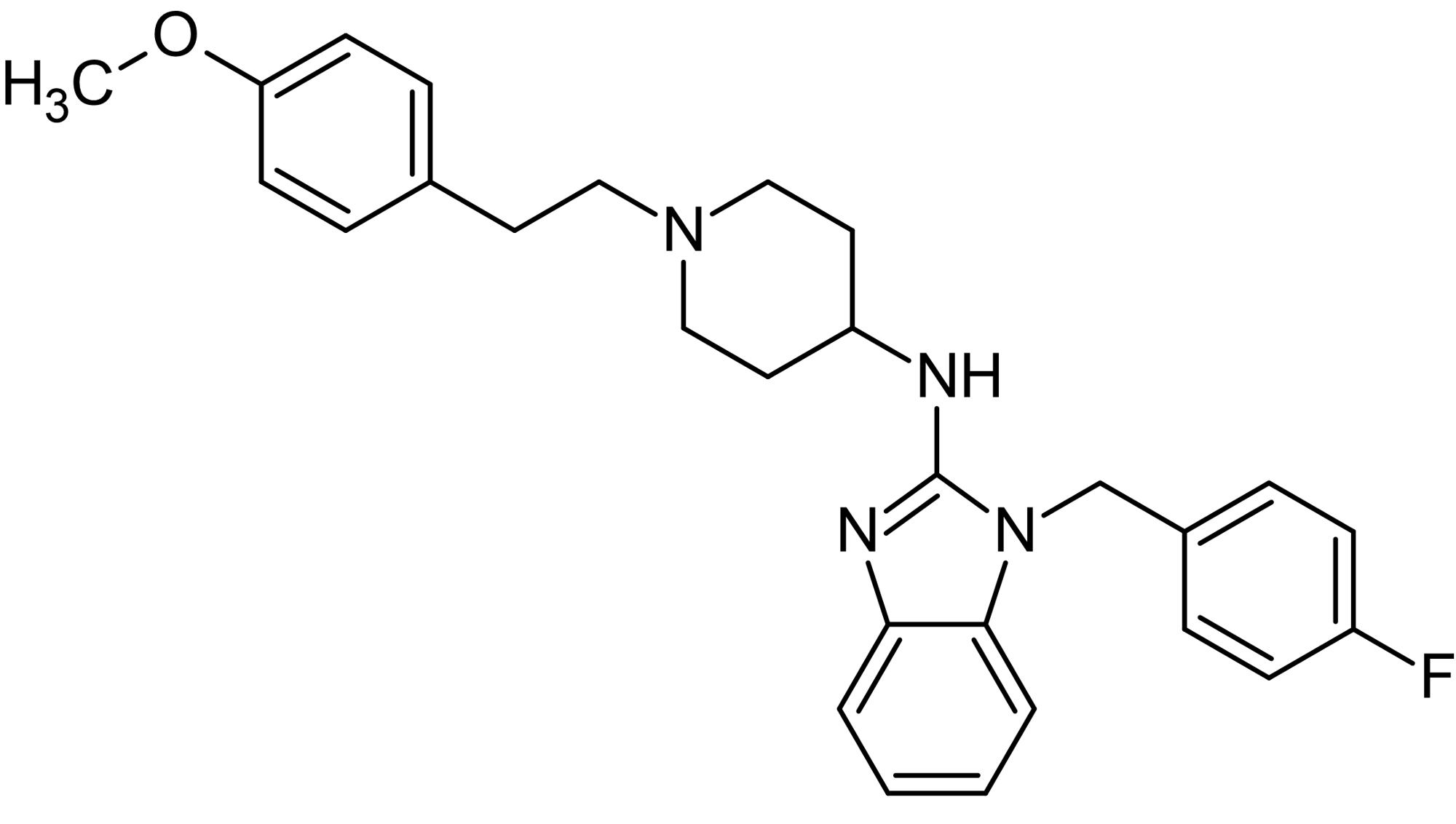 Chemical Structure - Astemizole, histamine H1 receptor antagonist and hERG K+ channel blocker (AB144583), expandable thumbnail