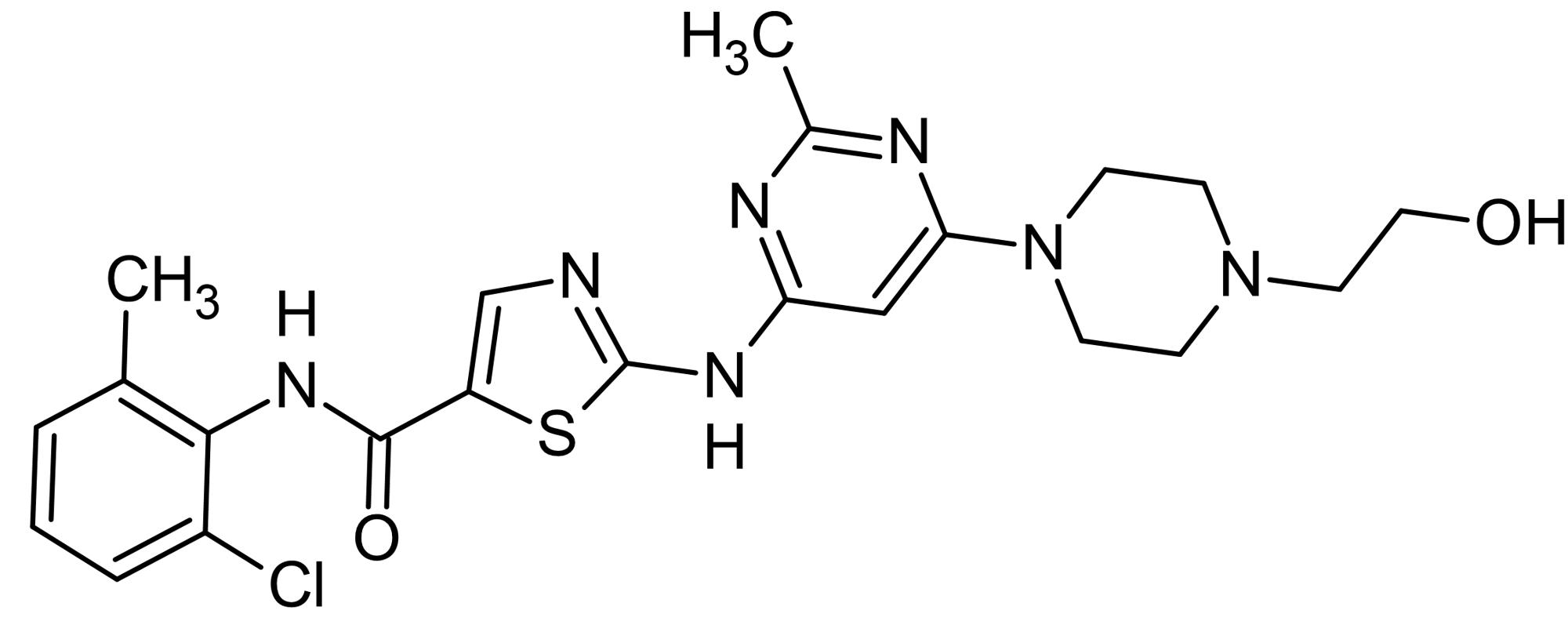 Chemical Structure - Dasatinib, Src family tyrosine kinase (SFK)/Bcl-Abl kinase inhibitor (AB142050)