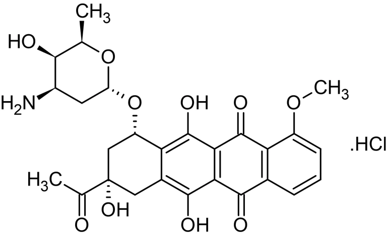 Chemical Structure - Daunorubicin hydrochloride, Anthracycline antibiotic (AB141394)