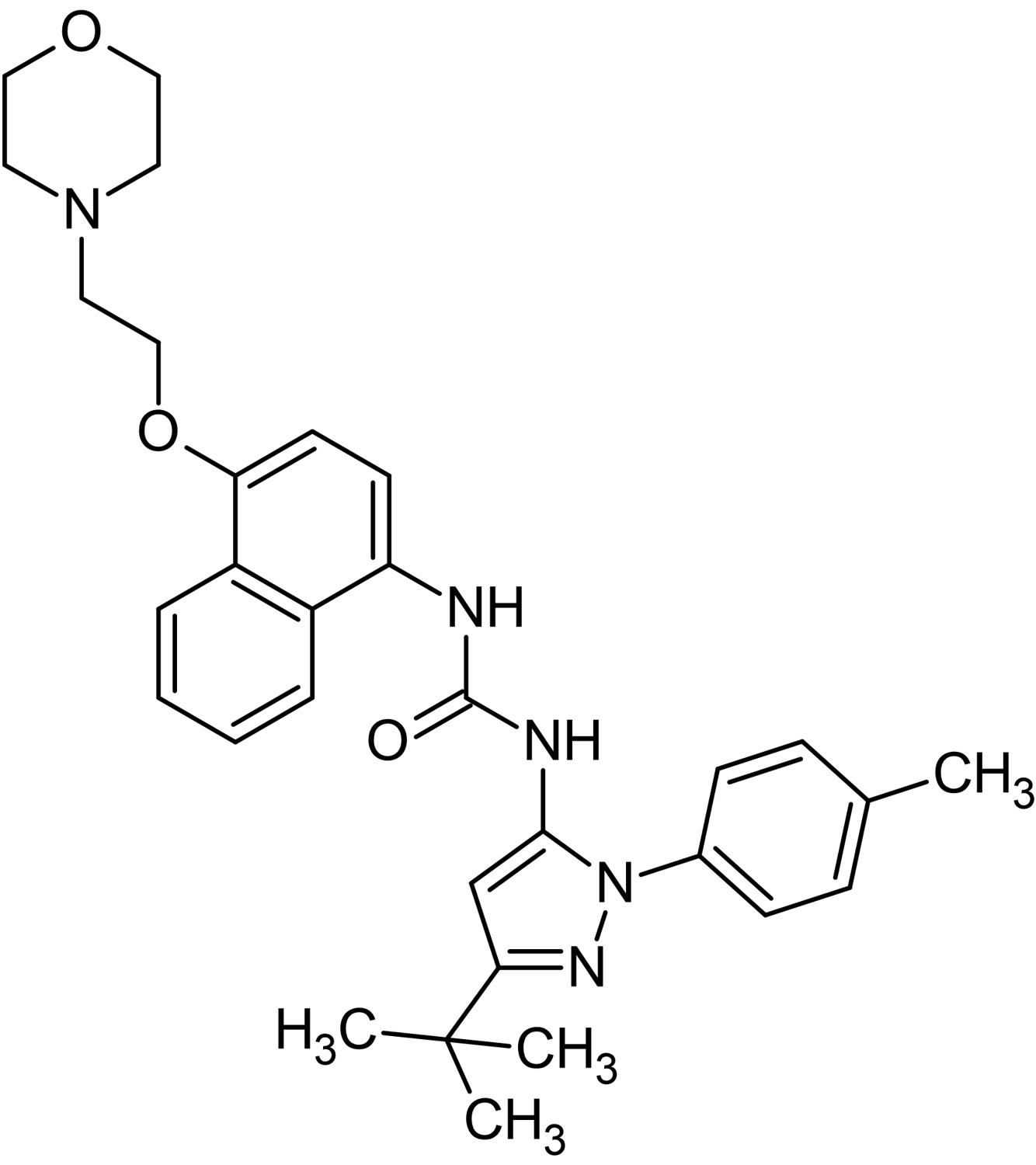 Chemical Structure - Doramapimod, p38 MAPK inhibitor (AB142166), expandable thumbnail