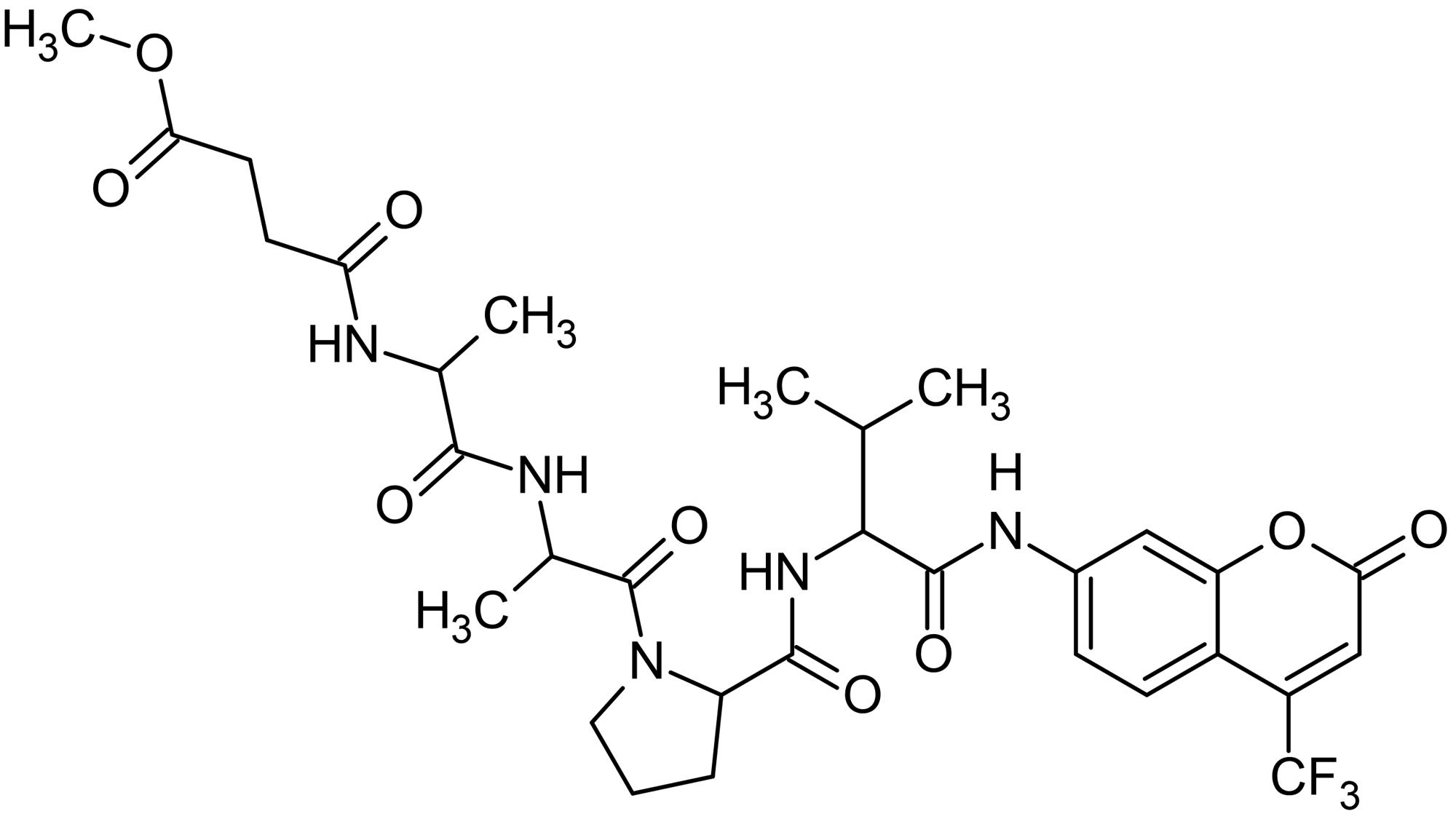 Chemical Structure - Elastase Substrate, Fluorogenic (MeOSuc-AAPV-AFC) (AB142178)