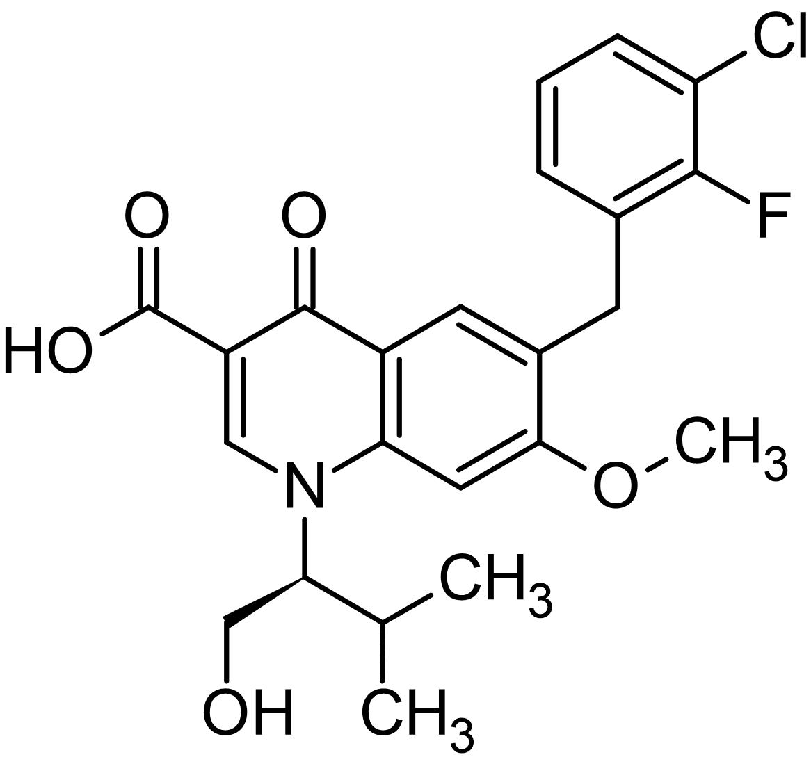 Chemical Structure - Elvitegravir, quinolone HIV integrase inhibitor (AB231510), expandable thumbnail