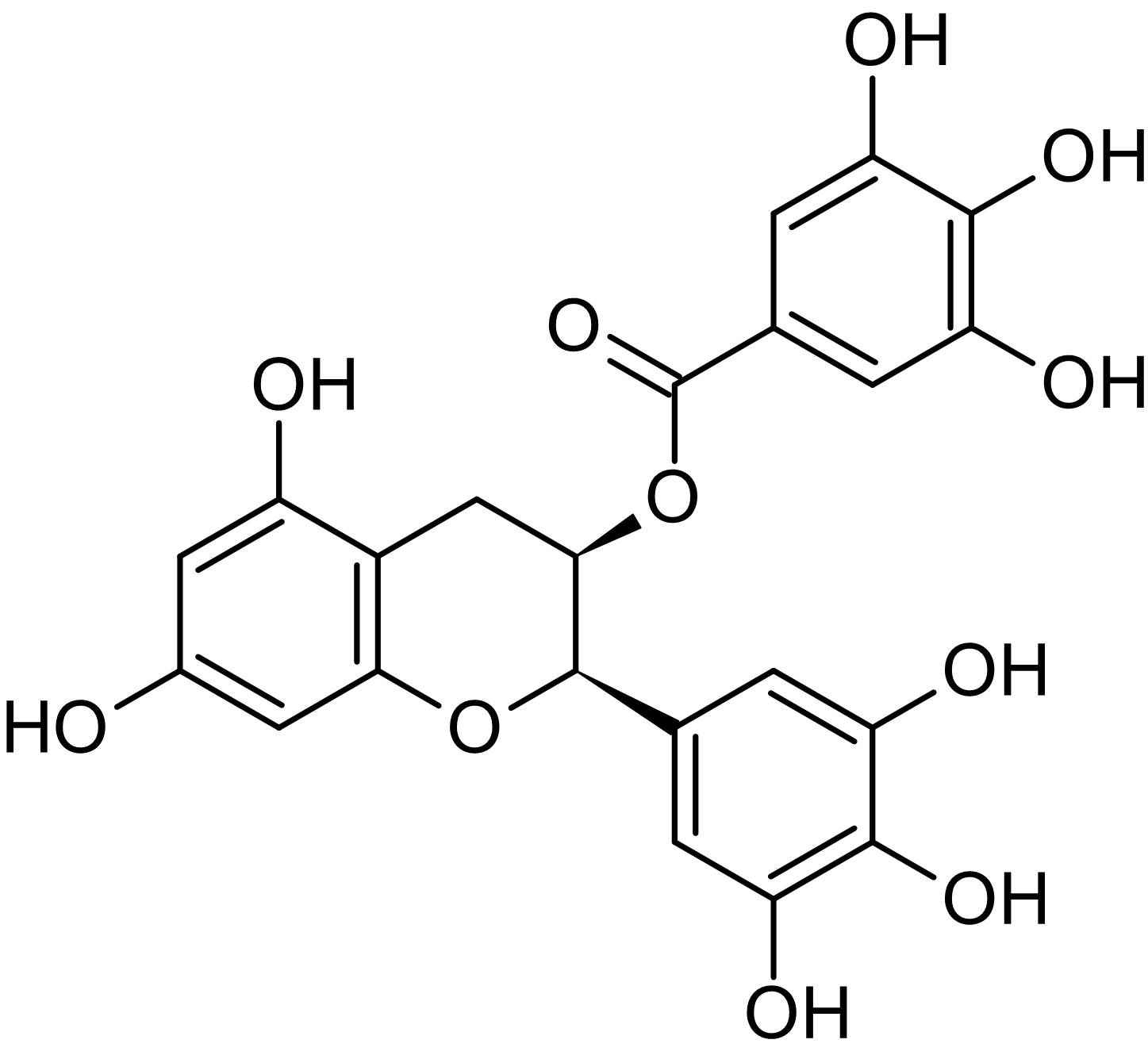 Chemical Structure - (-)-Epigallocatechin gallate, antioxidant flavonoid (AB120716)
