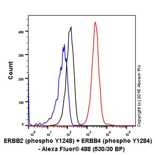 Flow Cytometry (Intracellular) - Anti-ErbB2 / HER2 (phospho Y1248) + ErbB4 / HER4 (phospho Y1284) antibody [EPR19547] (AB201013)