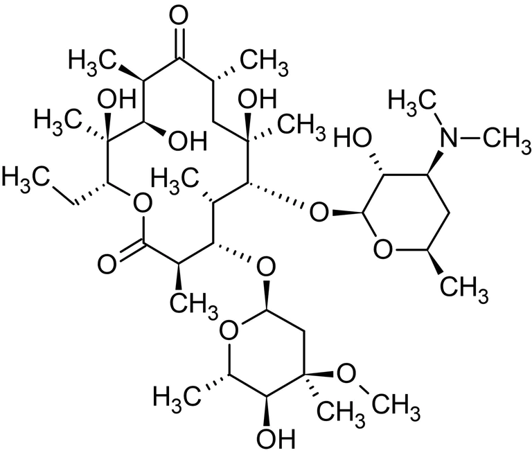 Chemical Structure - Erythromycin, Macrolide antibiotic (AB141205)