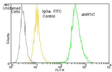 Flow Cytometry (Intracellular) - FITC Anti-Heme Oxygenase 1 antibody [HO-1-2] (AB69545), expandable thumbnail