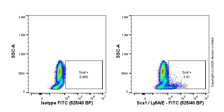 Flow Cytometry - FITC Anti-Sca1 / Ly6A/E antibody [E13 161-7] - Hematopoietic Stem Cell Marker (AB323684)