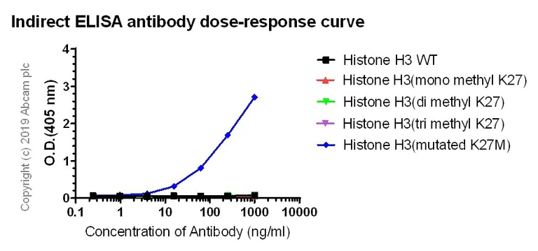 Indirect ELISA - Anti-Histone H3 (mutated K27M) antibody [EPR18340] - ChIP Grade - BSA and Azide free (AB240310)