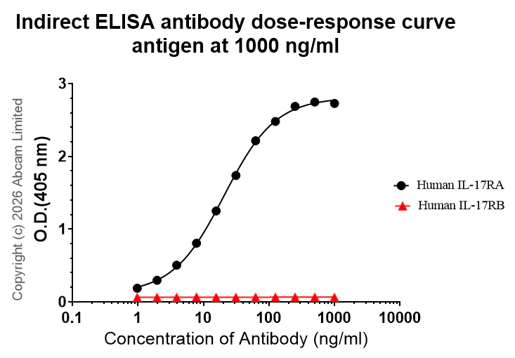 Indirect ELISA - Anti-IL-17RA antibody [EPR29928-548] (AB325606)