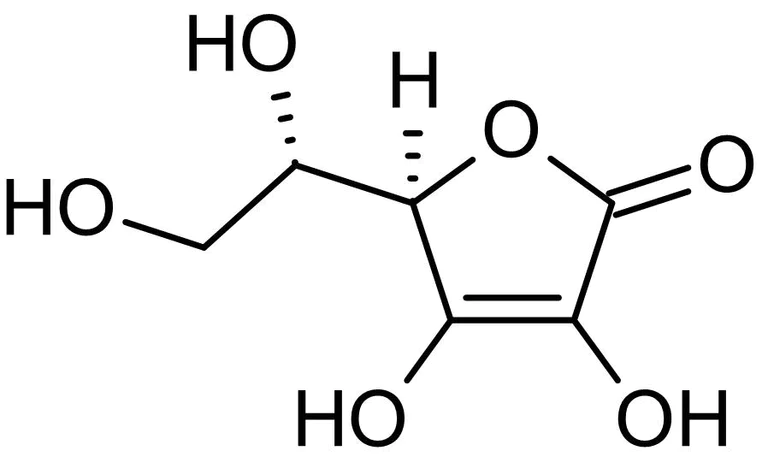 Chemical Structure - L-(+)-Ascorbic acid, antioxidant (AB142830)