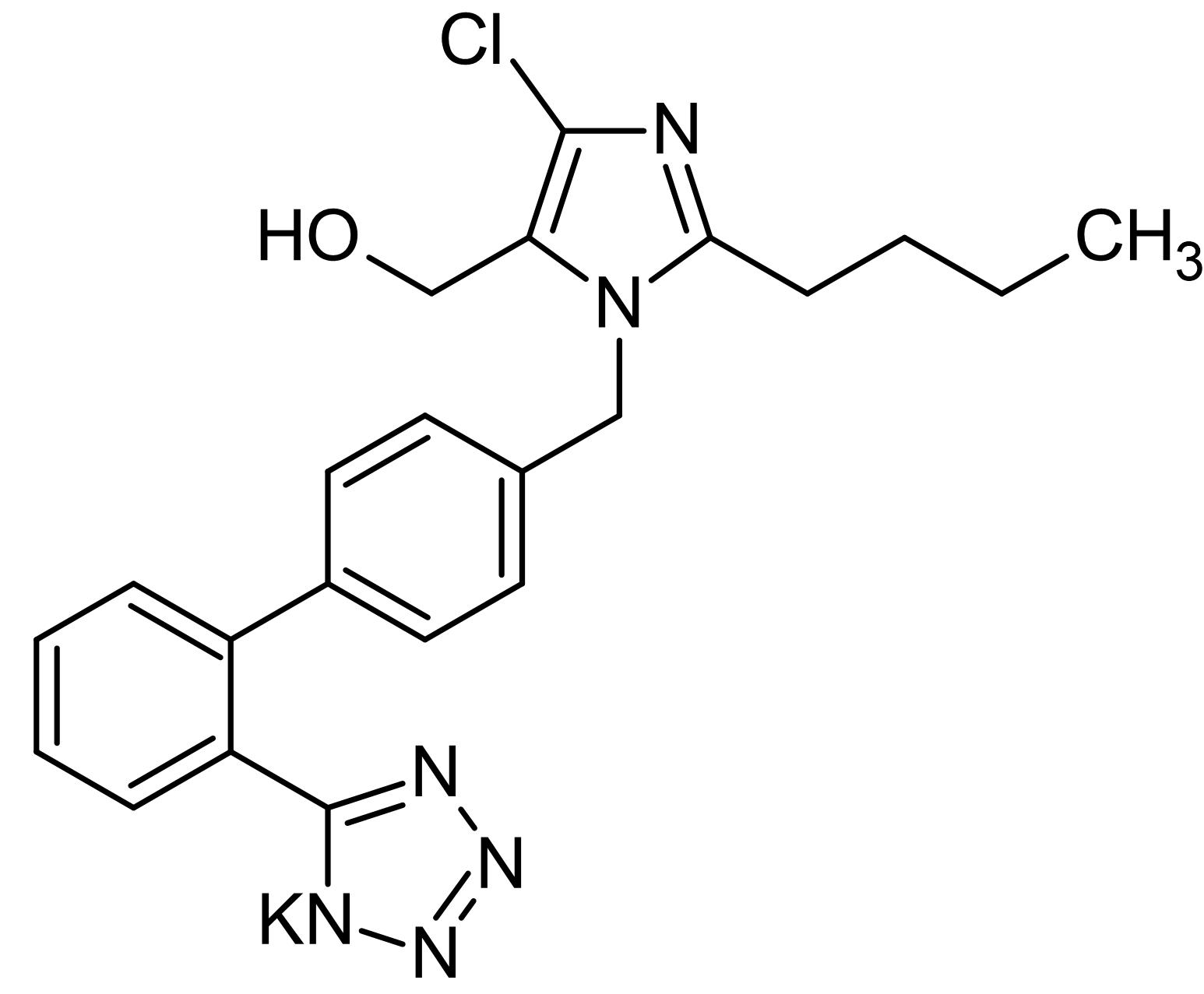 Chemical Structure - Losartan potassium, non-peptide angiotensin II AT1 receptor antagonist (AB120997)