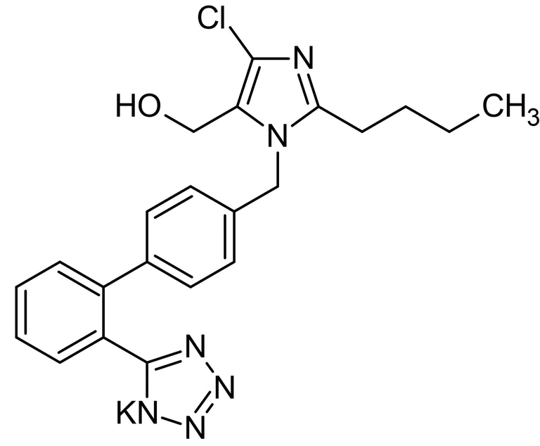 Chemical Structure - Losartan potassium, non-peptide angiotensin II AT1 receptor antagonist (AB120997)