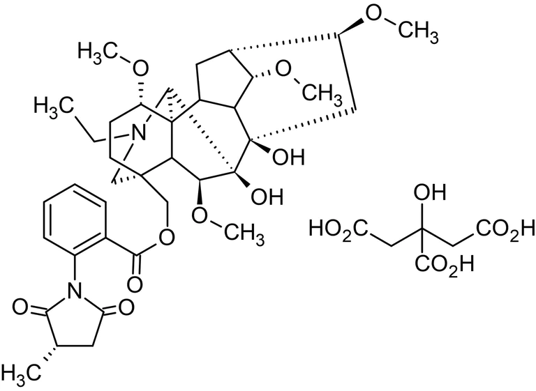 Chemical Structure - Methyllycaconitine citrate (MLA), alpha7 Nicotinic receptor antagonist (AB120072)
