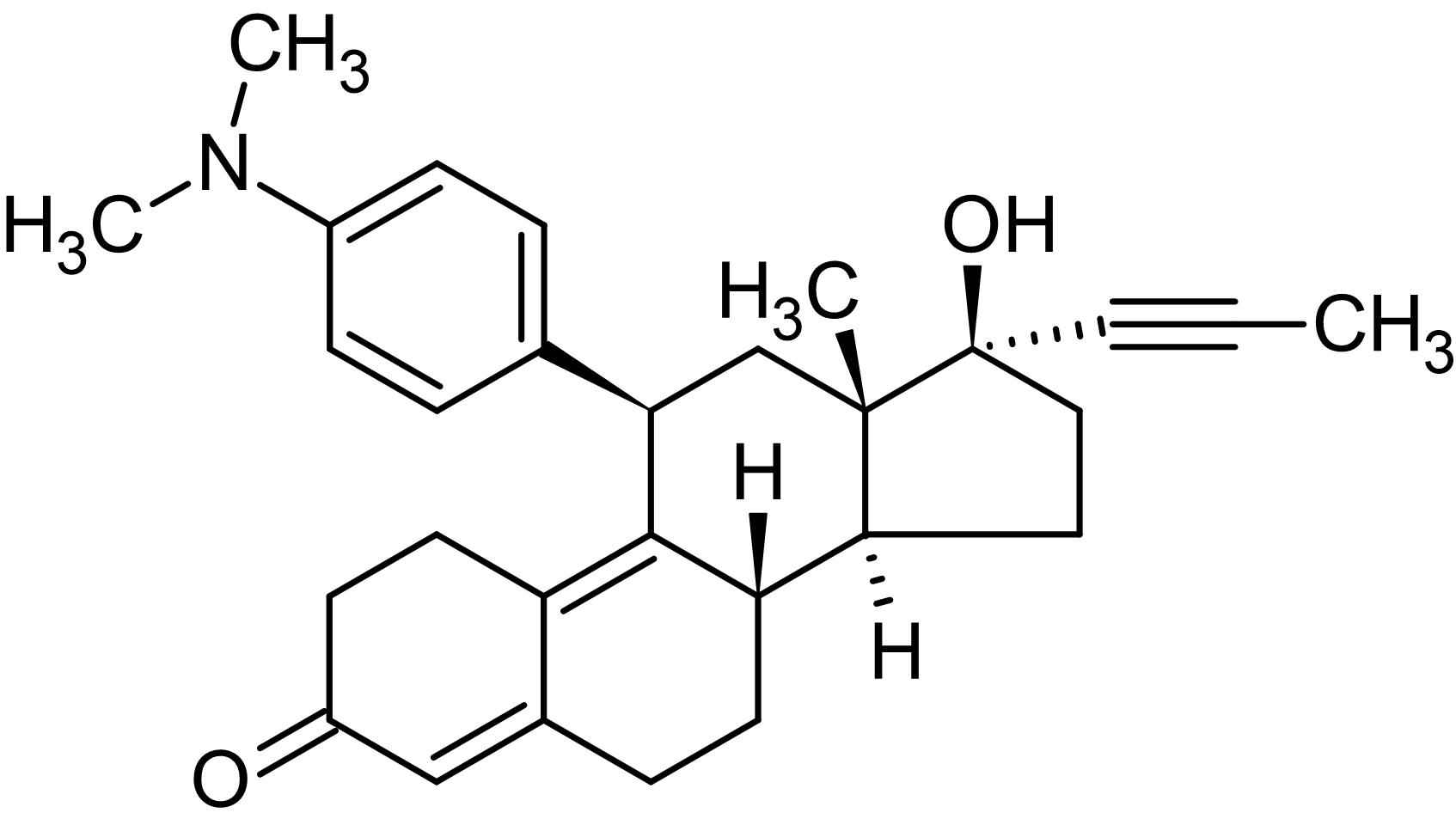 Chemical Structure - Mifepristone (RU486), Progesterone and Glucocorticoid receptor antagonist (AB120356)