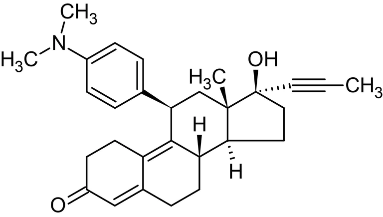 Chemical Structure - Mifepristone (RU486), Progesterone and Glucocorticoid receptor antagonist (AB120356)