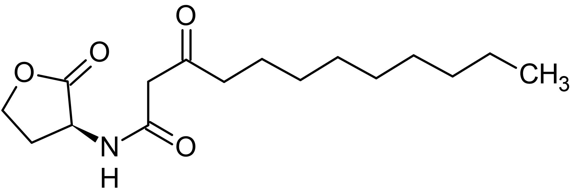 Chemical Structure - N-(3-Oxododecanoyl)-L-homoserine lactone, involved in quorum sensing (AB145509)