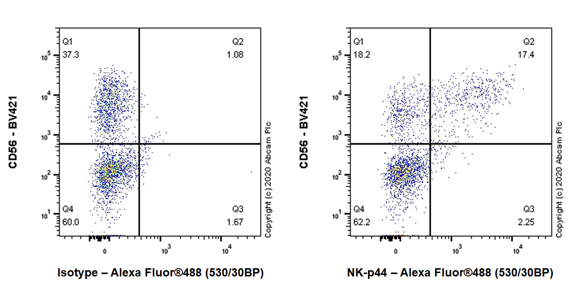 Flow Cytometry - Anti-NK-p44 antibody [EPR23732-129] - BSA and Azide free (AB278102)