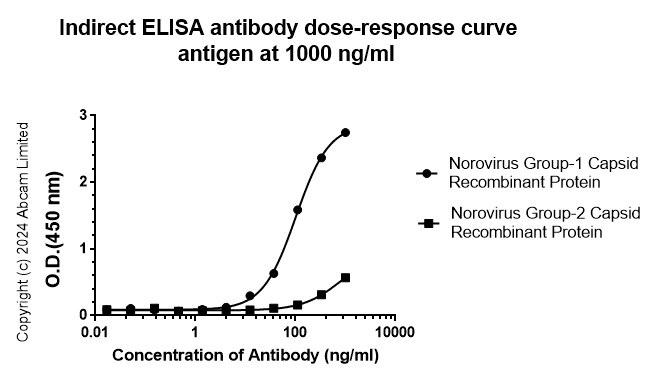 Indirect ELISA - Anti-Norovirus Capsid protein VP1 antibody [SM59] (AB256369), expandable thumbnail