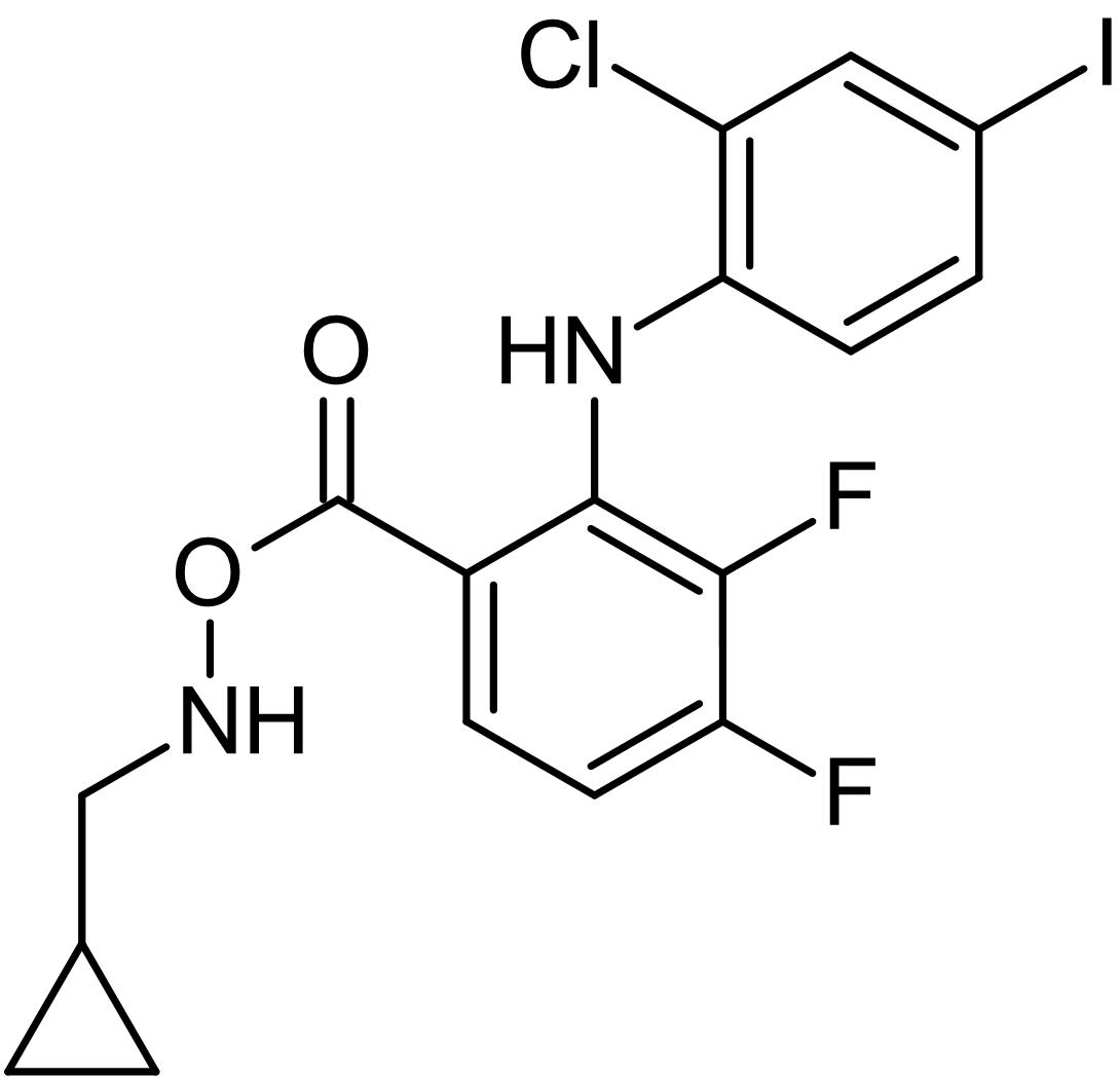 Chemical Structure - PD 184352 (CI-1040) (DMSO solution), MEK1/2 inhibitor (AB146601), expandable thumbnail