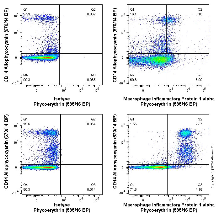 Flow Cytometry (Intracellular) - PE Anti-MIP-1 alpha/CCL3 + CCL3L1 antibody [EPR22529-19] (AB317071), expandable thumbnail
